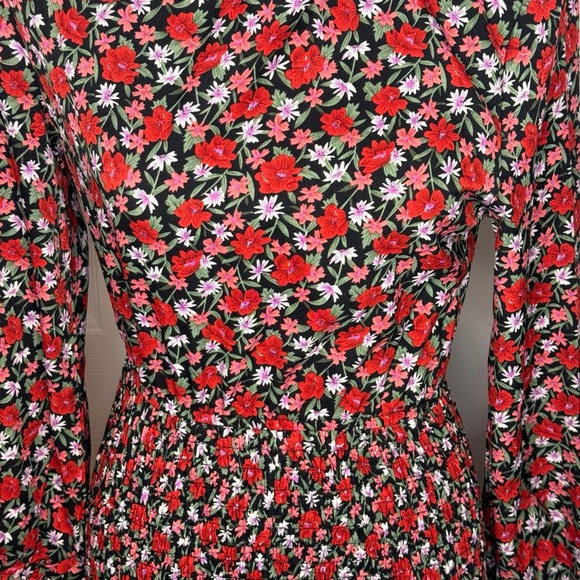 Womens Outrageous Fortune SZ 0 Floral long sleeve Dress-red, black, white - Picture 2 of 10